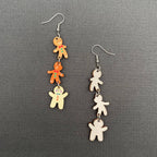 Christmas Jewelry Wooden Gingerbread Man Dangle Earrings