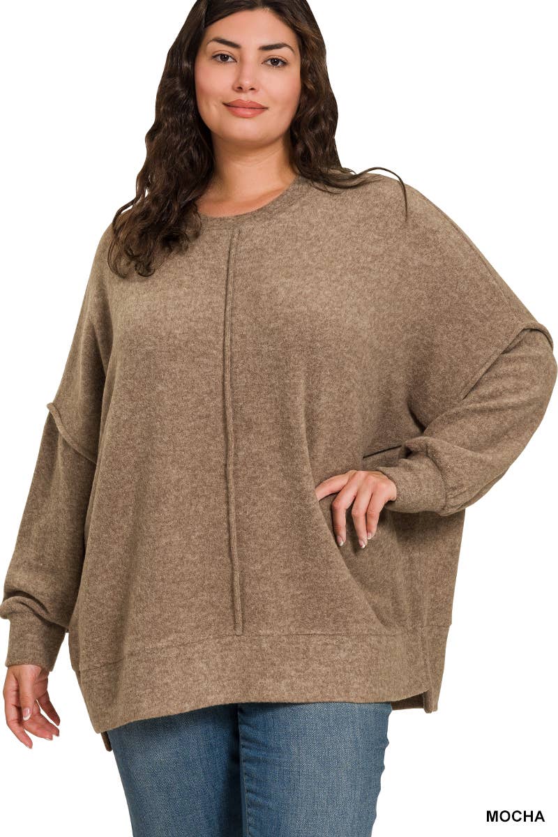 Plus Size rushed Melange Hacci Oversized Sweater