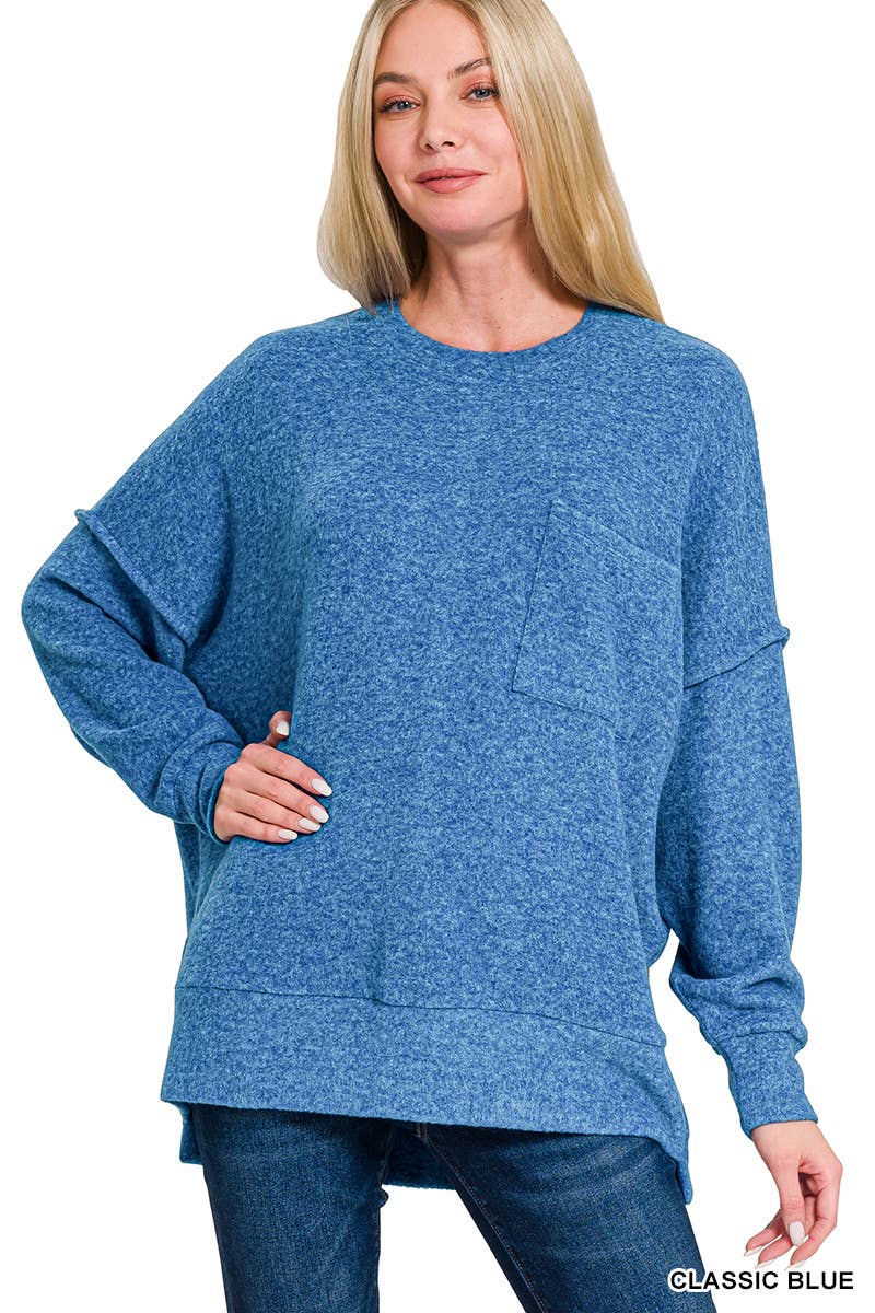 Brushed Melange Drop Shoulder Oversized Sweater