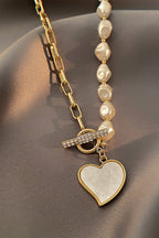 Heart Pendant Pearl Chain Necklace