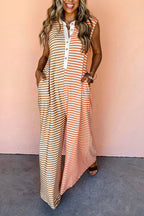 Colorblock Striped Sleeveless Jumpsuit