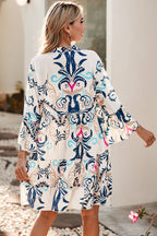 Tribal Print Buttoned Mini Dress