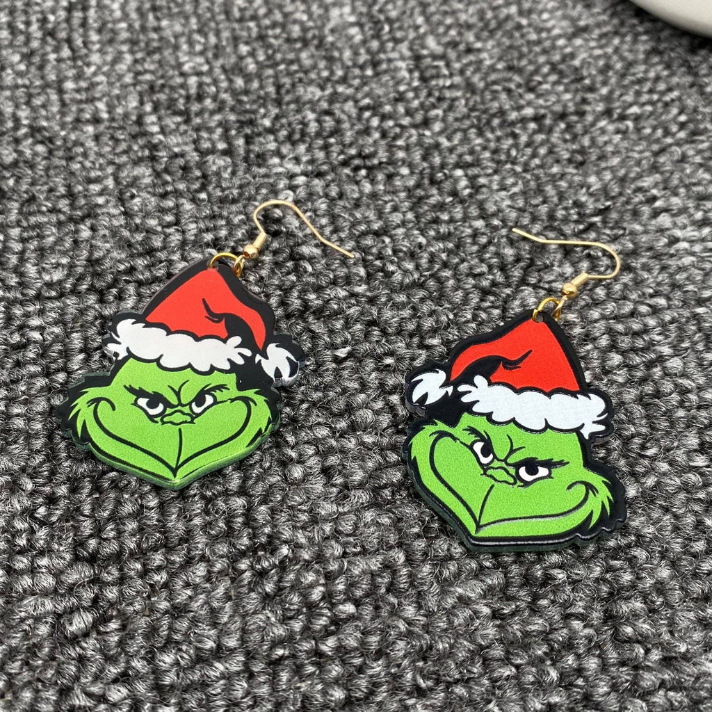 Christmas Grinch Hat Dangle Earrings