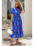 Floral Puff Sleeve V-Neck Maxi Dress