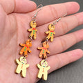 Christmas Jewelry Wooden Gingerbread Man Dangle Earrings
