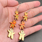 Christmas Jewelry Wooden Gingerbread Man Dangle Earrings