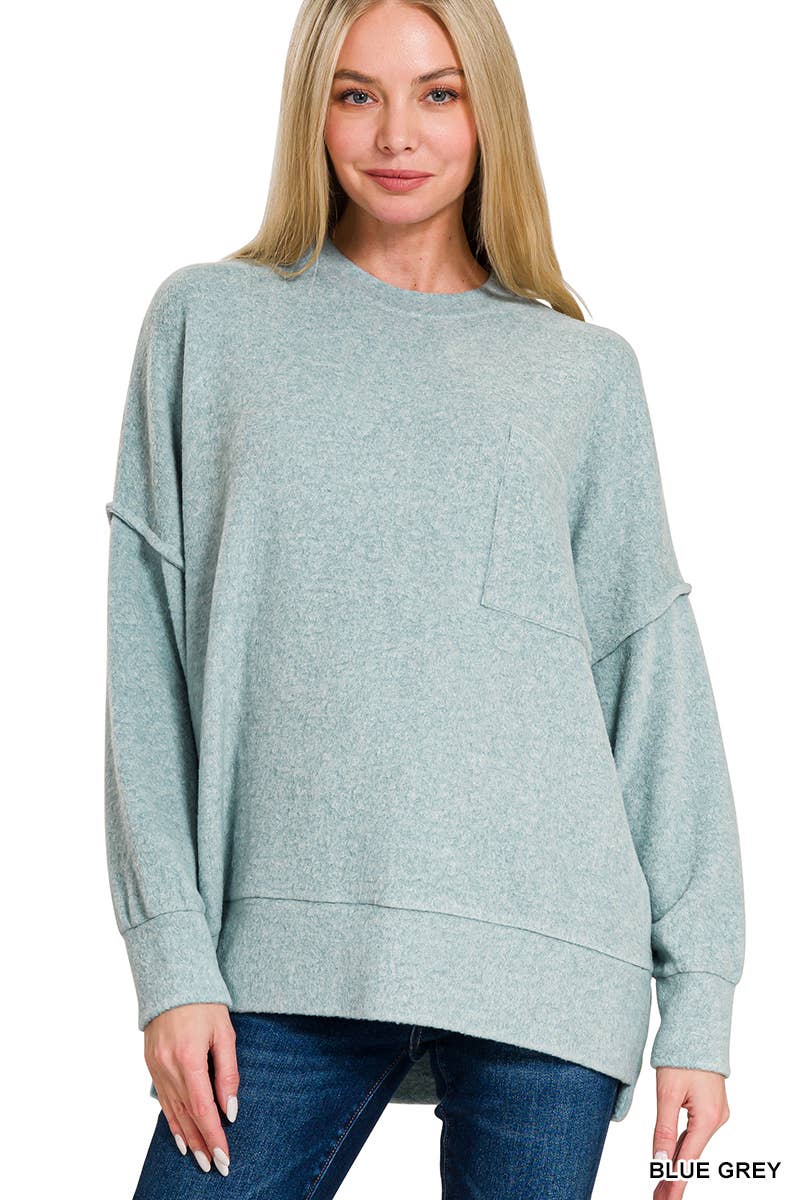 Brushed Melange Drop Shoulder Oversized Sweater