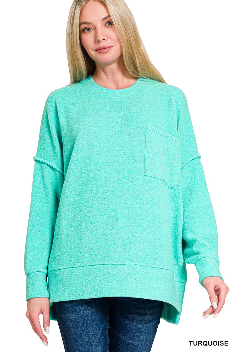 Brushed Melange Drop Shoulder Oversized Sweater