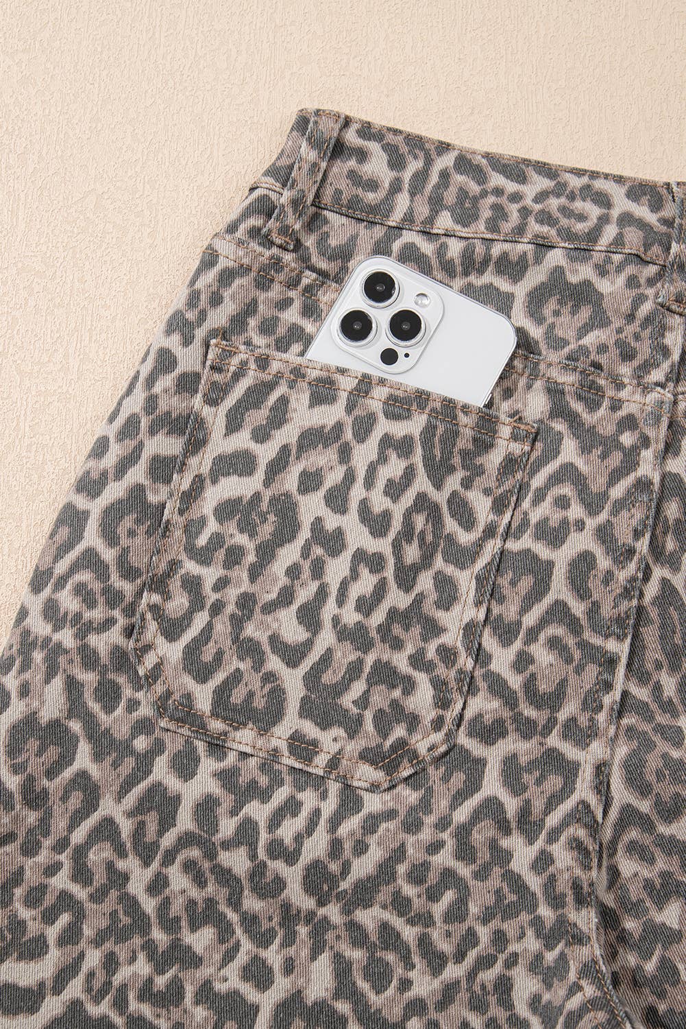 Leopard Print Wide Leg Jeans