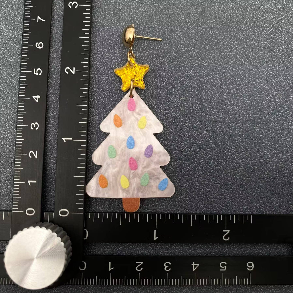 Ice Cream Style Christmas Tree Dangle Earrings