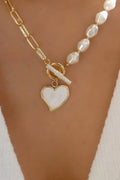 Heart Pendant Pearl Chain Necklace