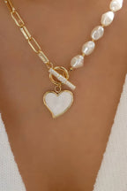 Heart Pendant Pearl Chain Necklace