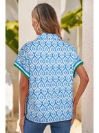 Zipper Detail Patterned Blouse