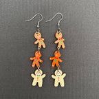 Christmas Jewelry Wooden Gingerbread Man Dangle Earrings