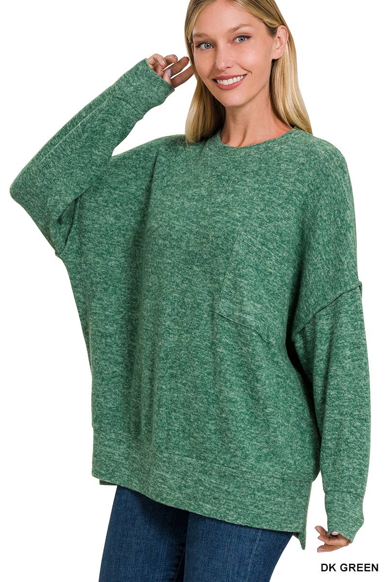 Brushed Melange Drop Shoulder Oversized Sweater