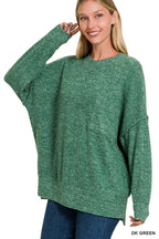 Brushed Melange Drop Shoulder Oversized Sweater