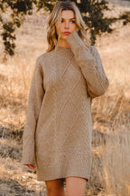 Cable Knit Drop Shoulder Sweater Dress