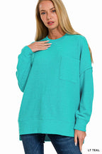 Brushed Melange Drop Shoulder Oversized Sweater