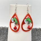 Christmas Acrylic Grinch Bell Dangle Earrings
