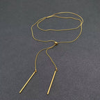 Minimalist 18K Golden Stainless Steel Lariat Necklace - FGS