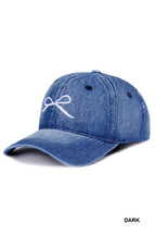 Bow Embroidery Denim Washed Cap