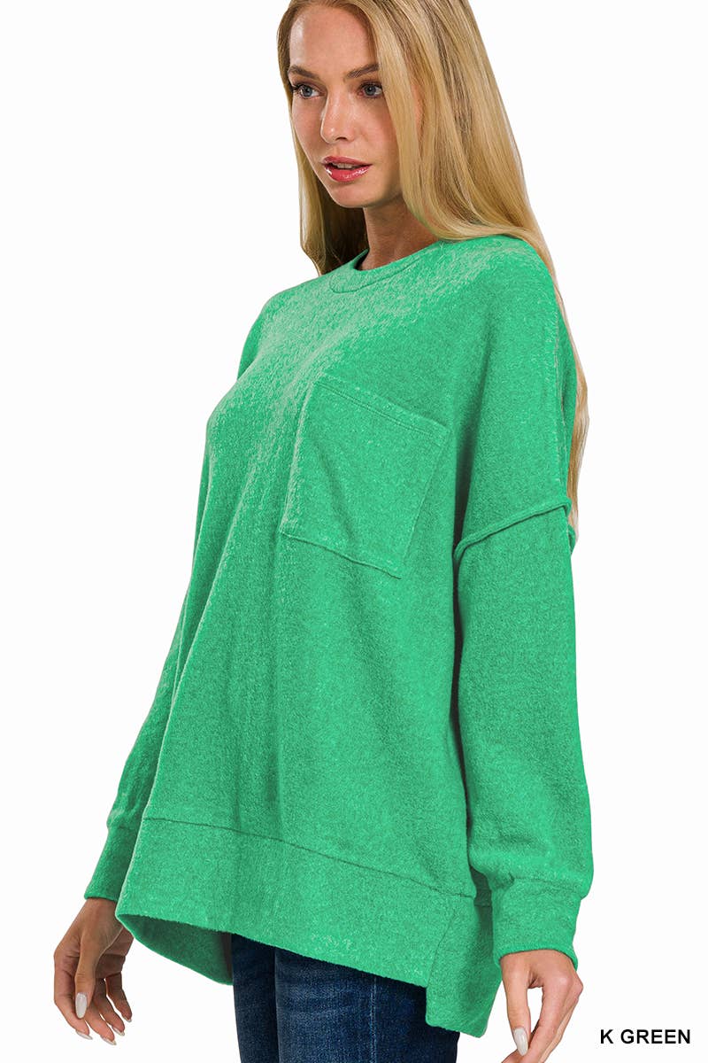 Brushed Melange Drop Shoulder Oversized Sweater