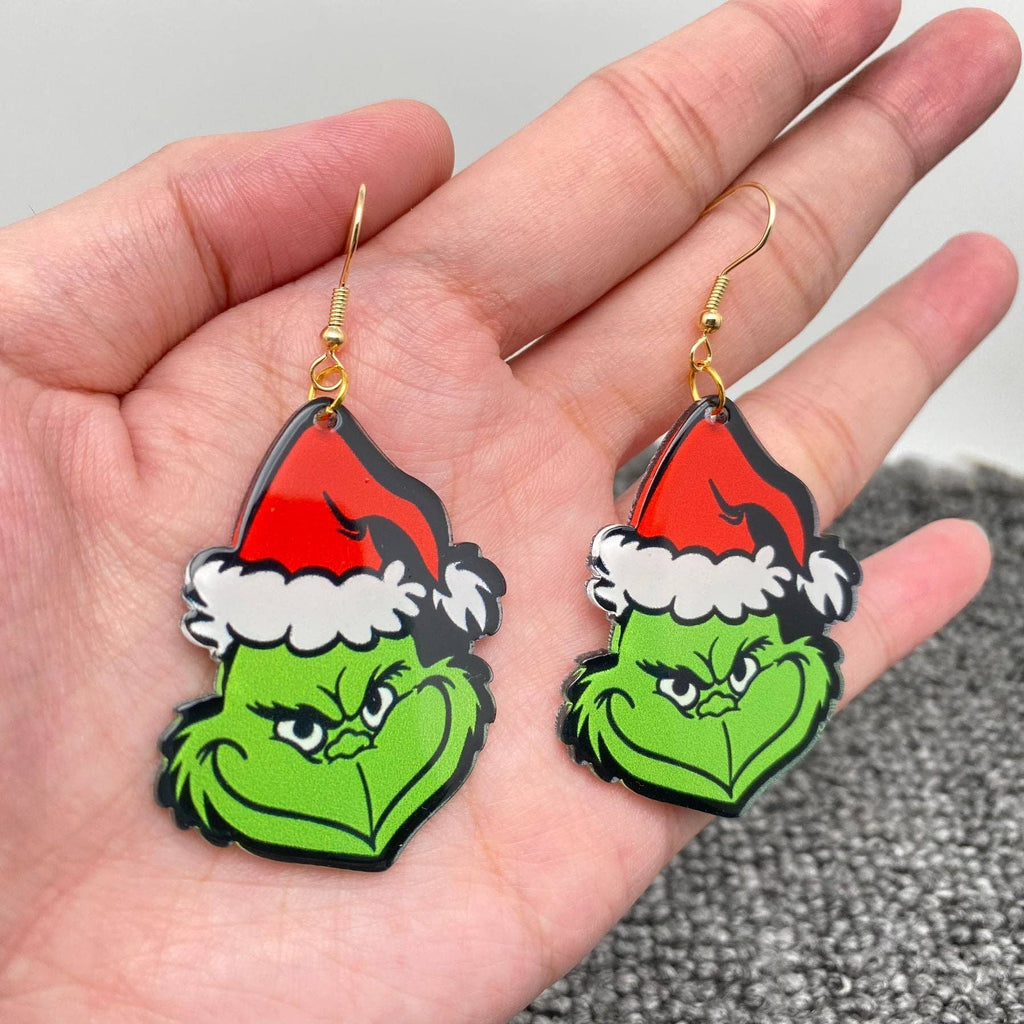 Christmas Grinch Hat Dangle Earrings