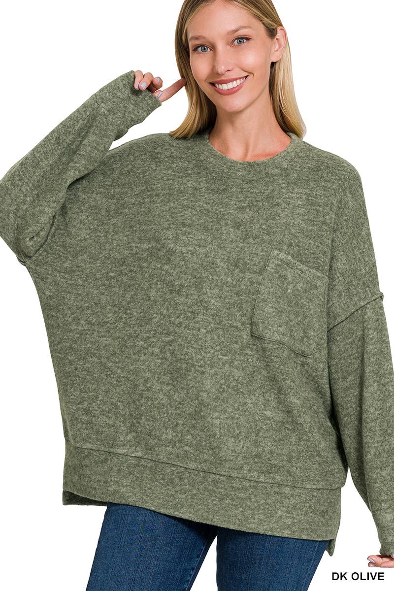 Brushed Melange Drop Shoulder Oversized Sweater