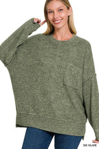 Brushed Melange Drop Shoulder Oversized Sweater