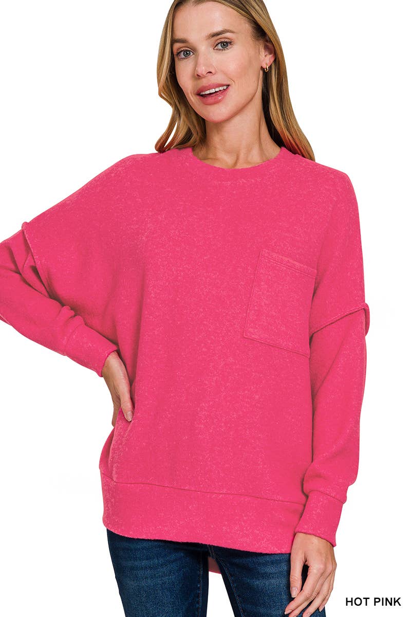 Brushed Melange Drop Shoulder Oversized Sweater