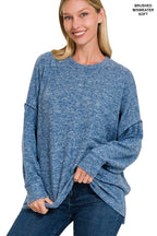 Brushed Melange Drop Shoulder Oversized Sweater