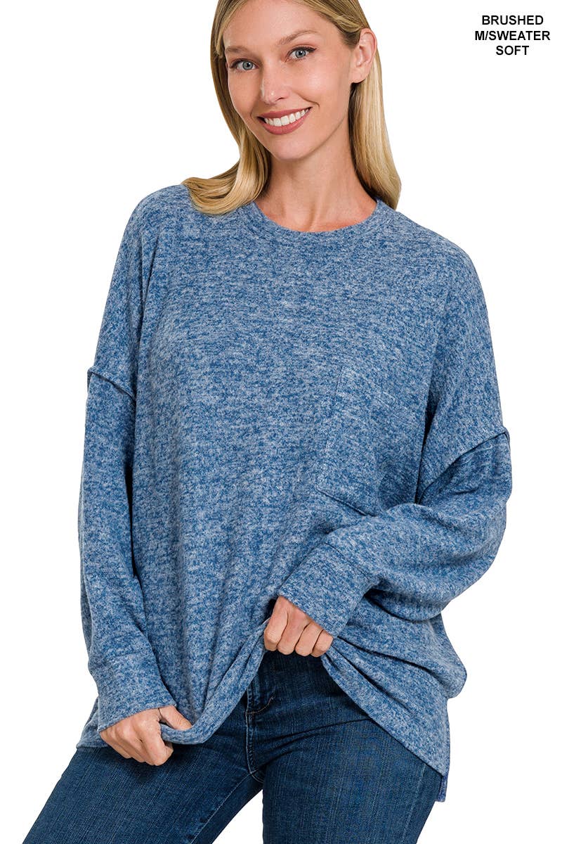 Brushed Melange Drop Shoulder Oversized Sweater