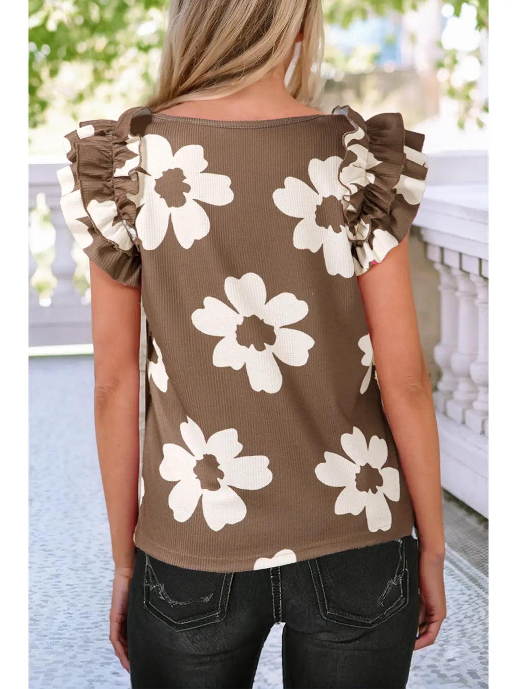 Floral Ruffled Textured Blouse