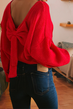 Bow Detail Backless Sweater