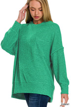 Brushed Melange Drop Shoulder Oversized Sweater