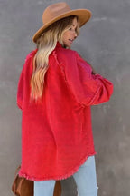 Raw Edge Denim Shacket