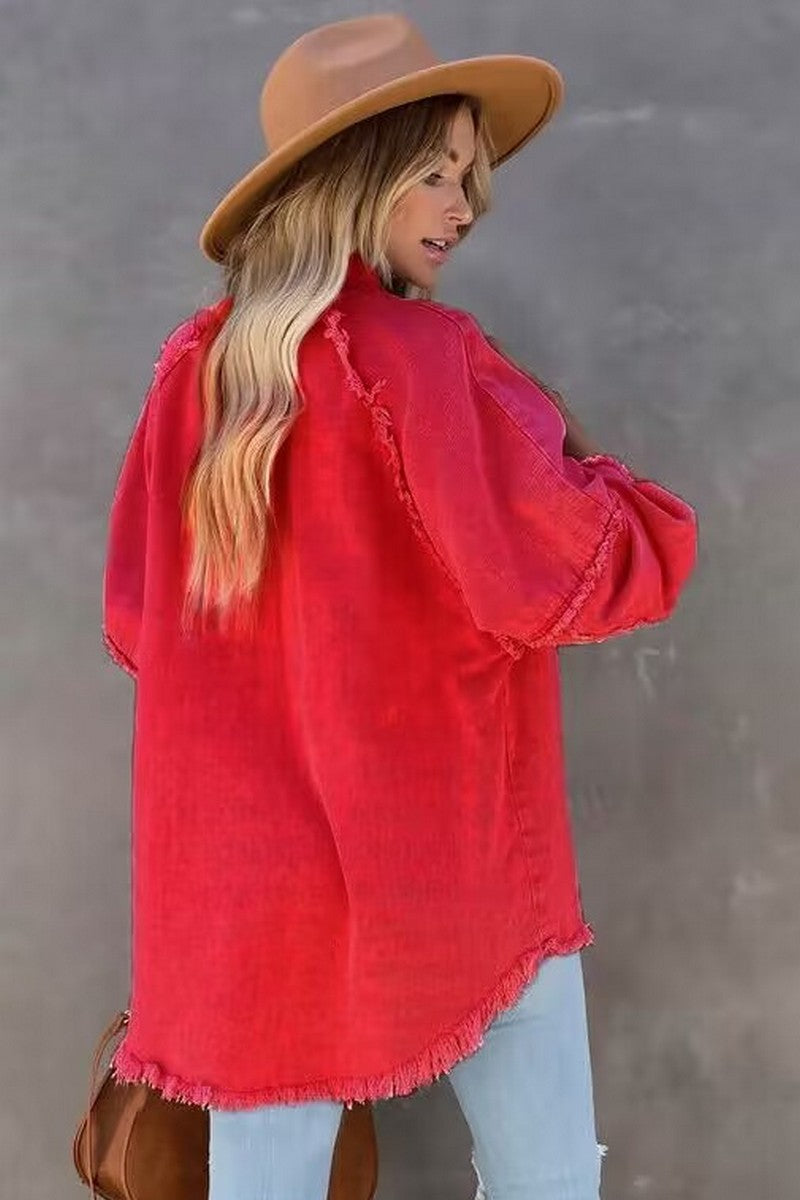 Raw Edge Denim Shacket