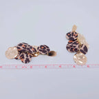 Long Round Metal Sheet Leopard Print PU Leather Earring