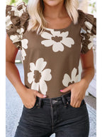 Floral Ruffled Textured Blouse