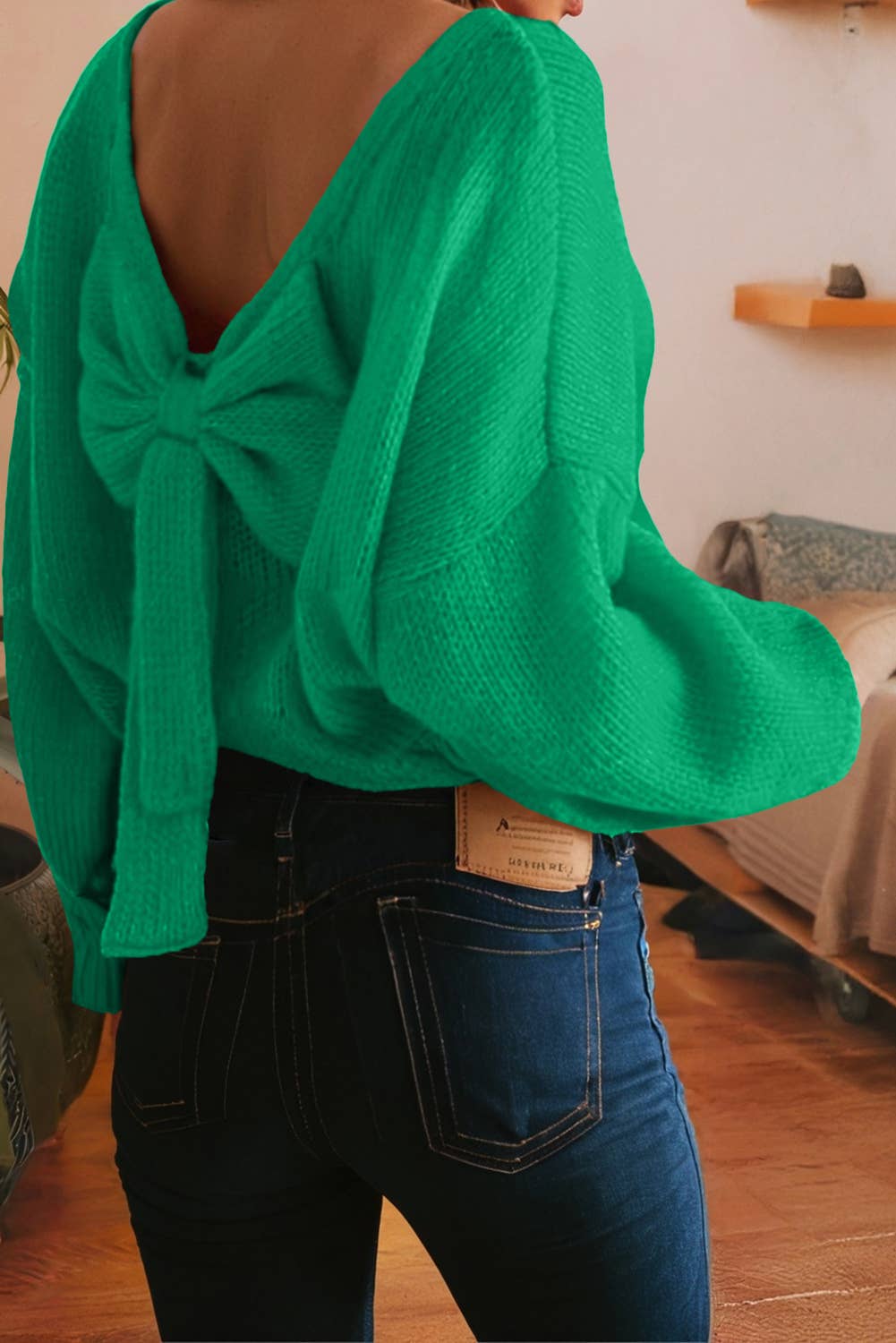 Bow Detail Backless Sweater