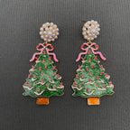 Enamel Christmas Tree DangleEarrings