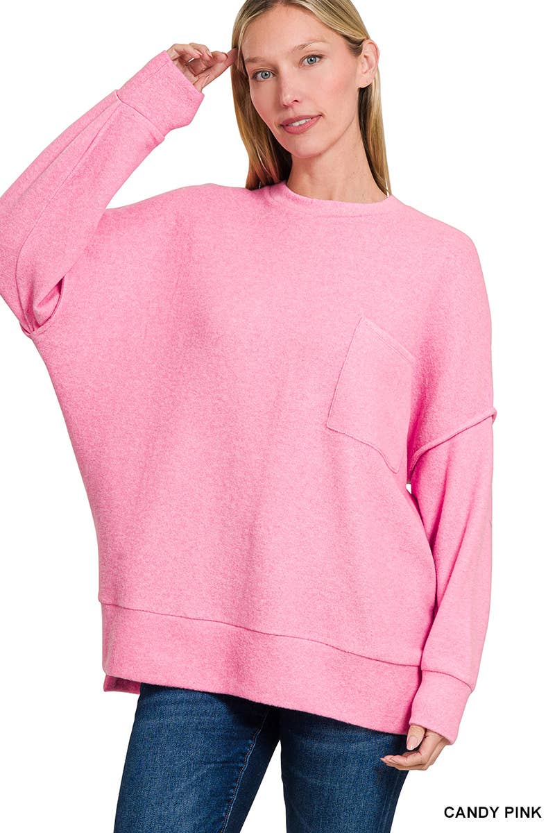 Brushed Melange Drop Shoulder Oversized Sweater