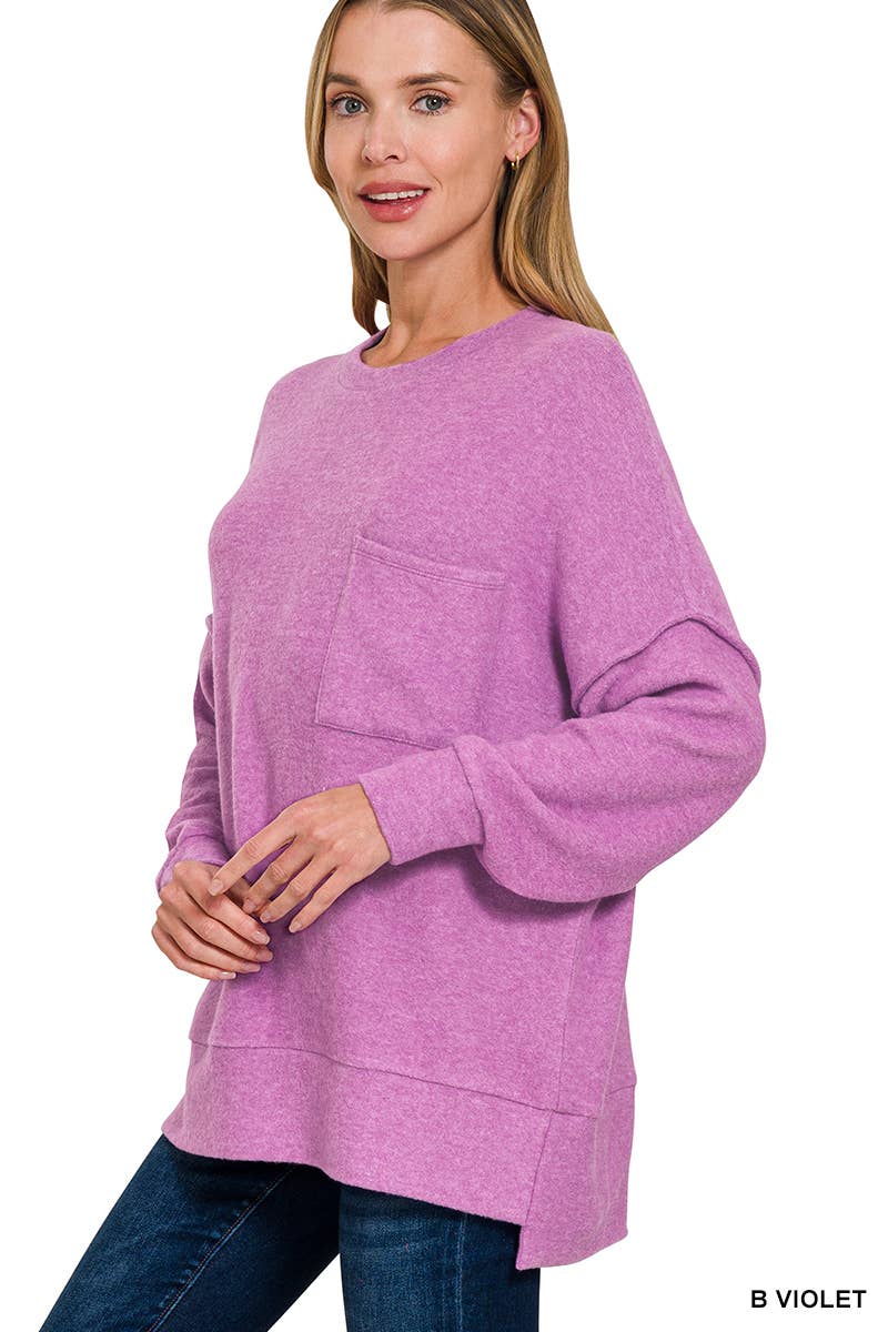 Brushed Melange Drop Shoulder Oversized Sweater