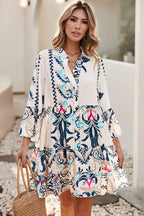 Tribal Print Buttoned Mini Dress