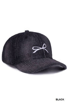 Bow Embroidery Denim Washed Cap
