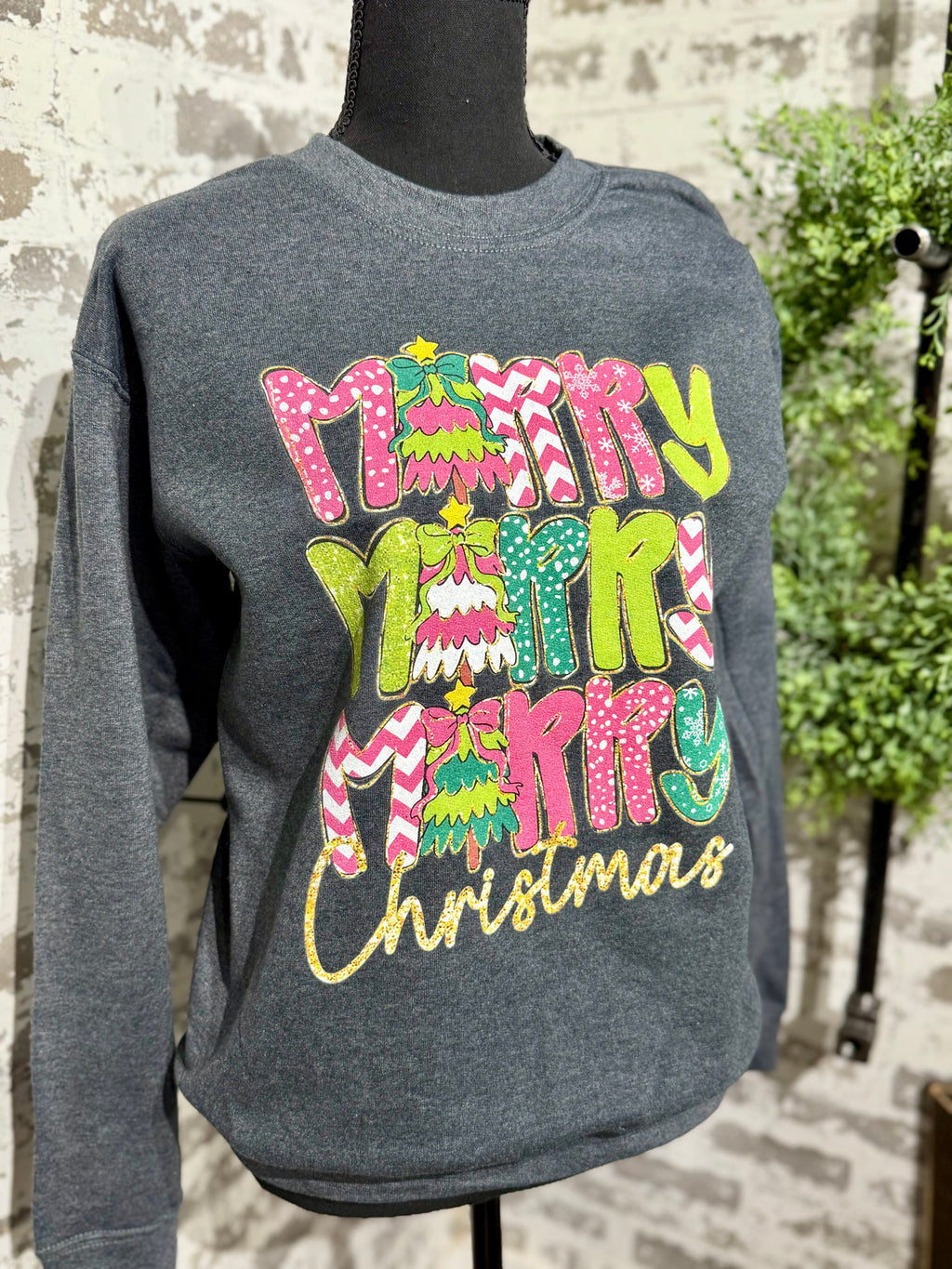 Merry Christmas Sweatshirt - Heather Gray