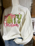 Merry Christmas Sweatshirt - White