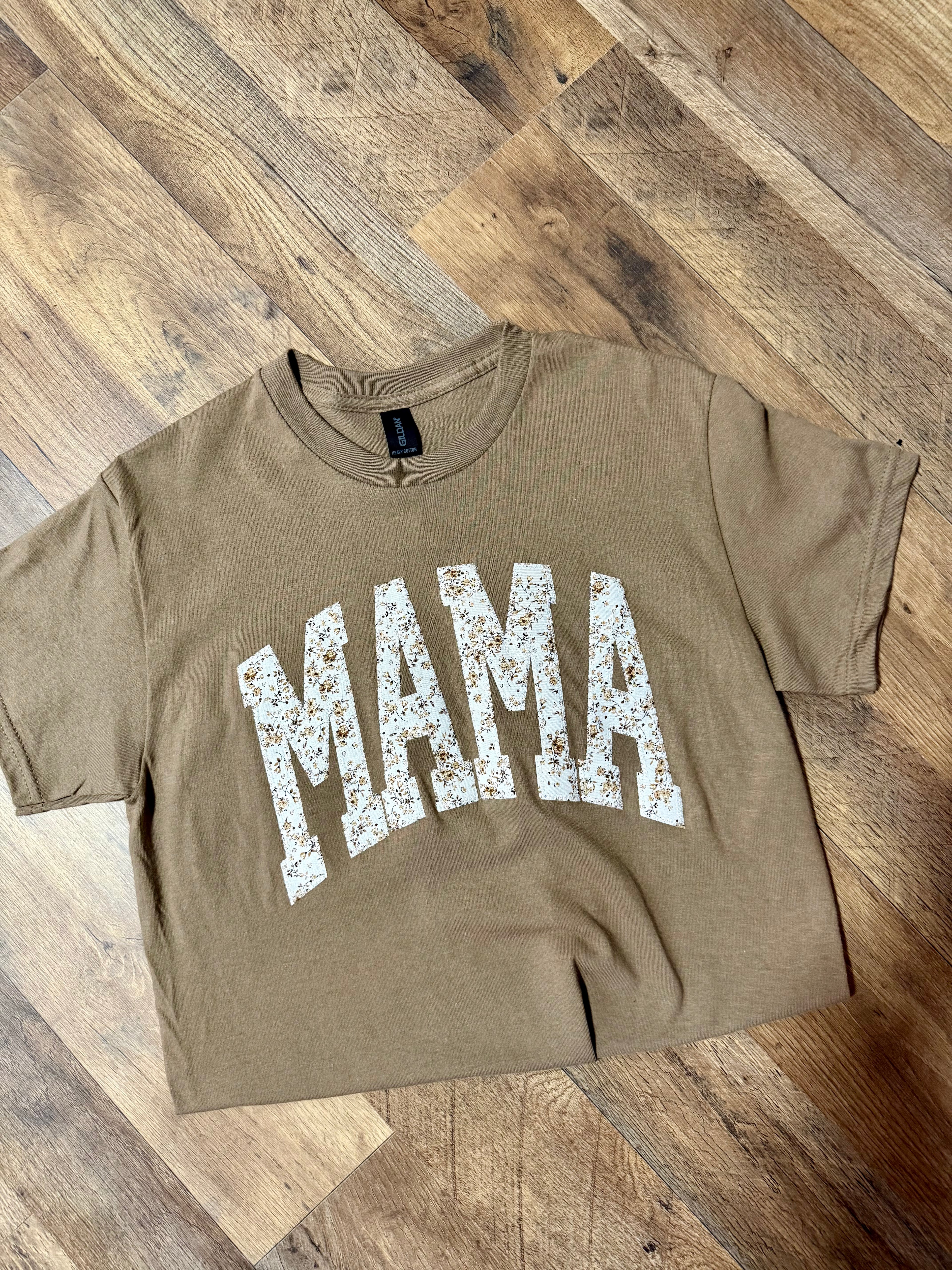 Brown Floral Mama Mother's Day short Sleeve
