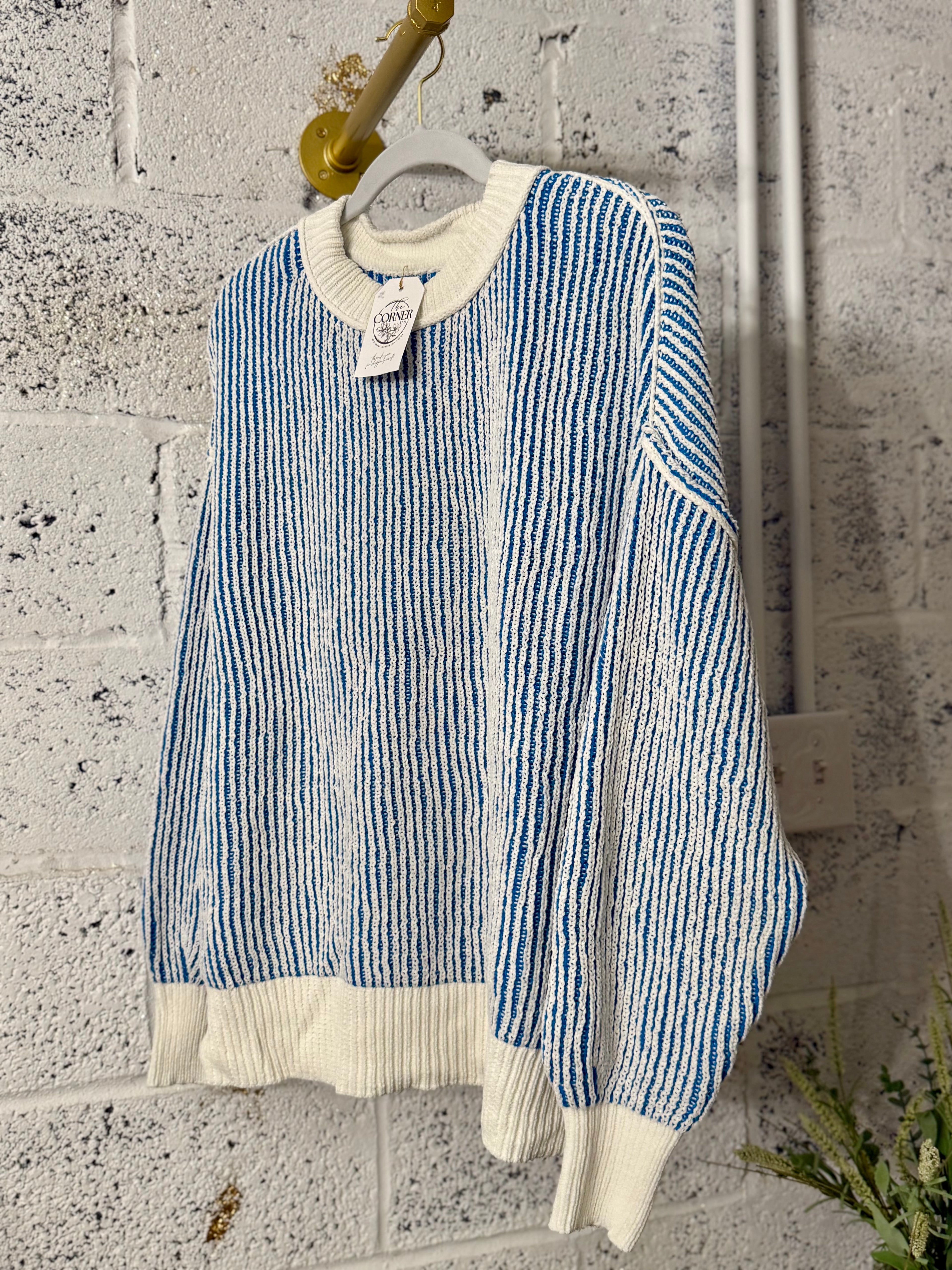 Textured Striped Knit Sweater