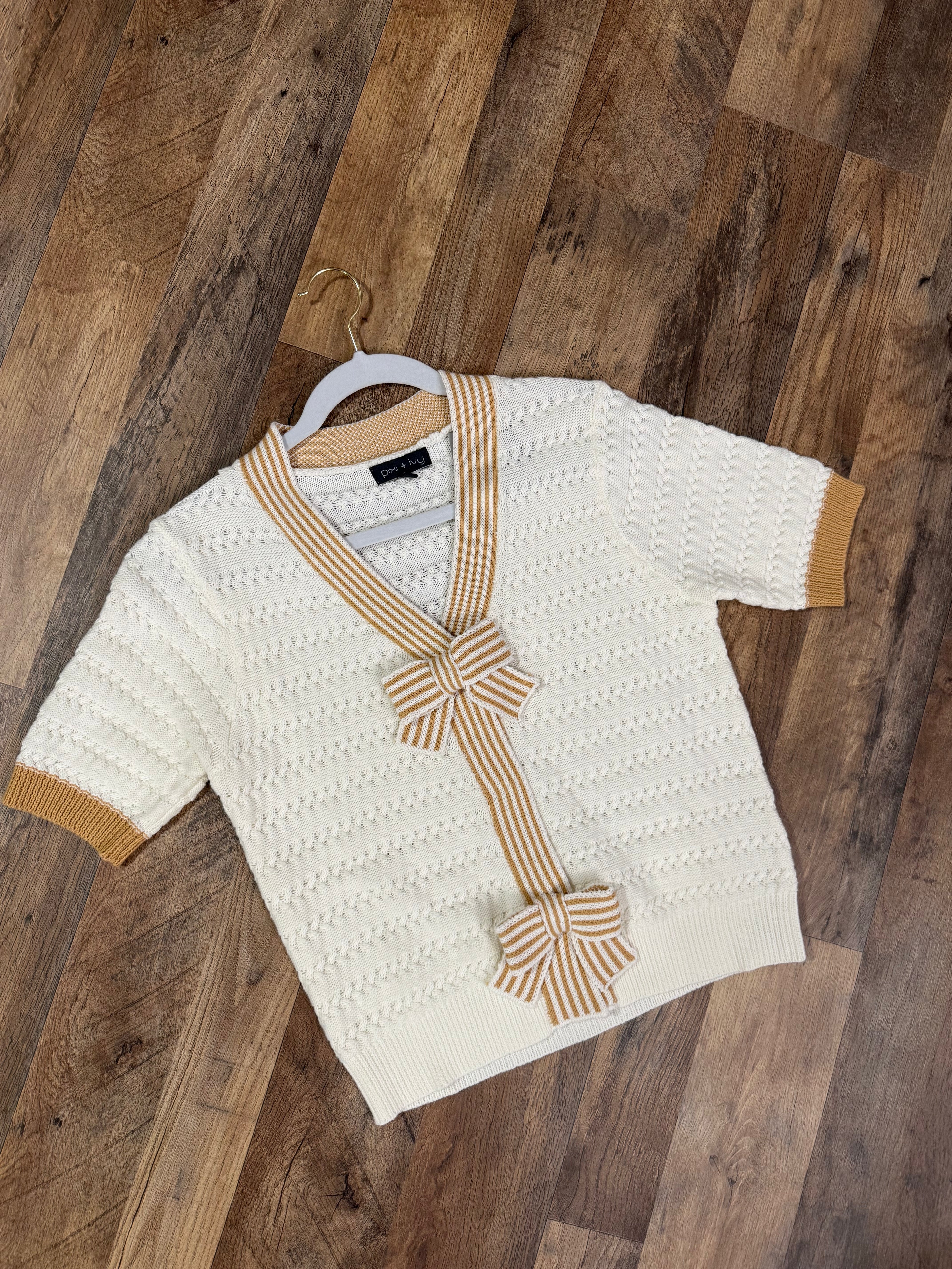 Bow Detail Short Sleeve Cardigan